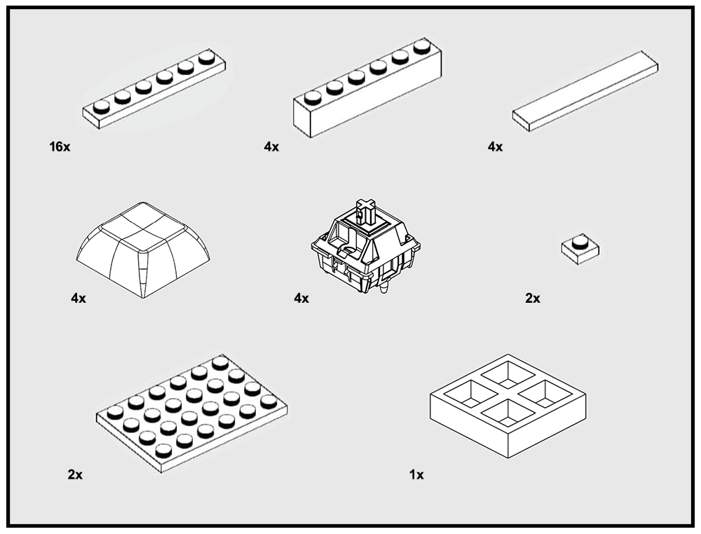 Lego Keyboard Brick Fidget - 4 Key